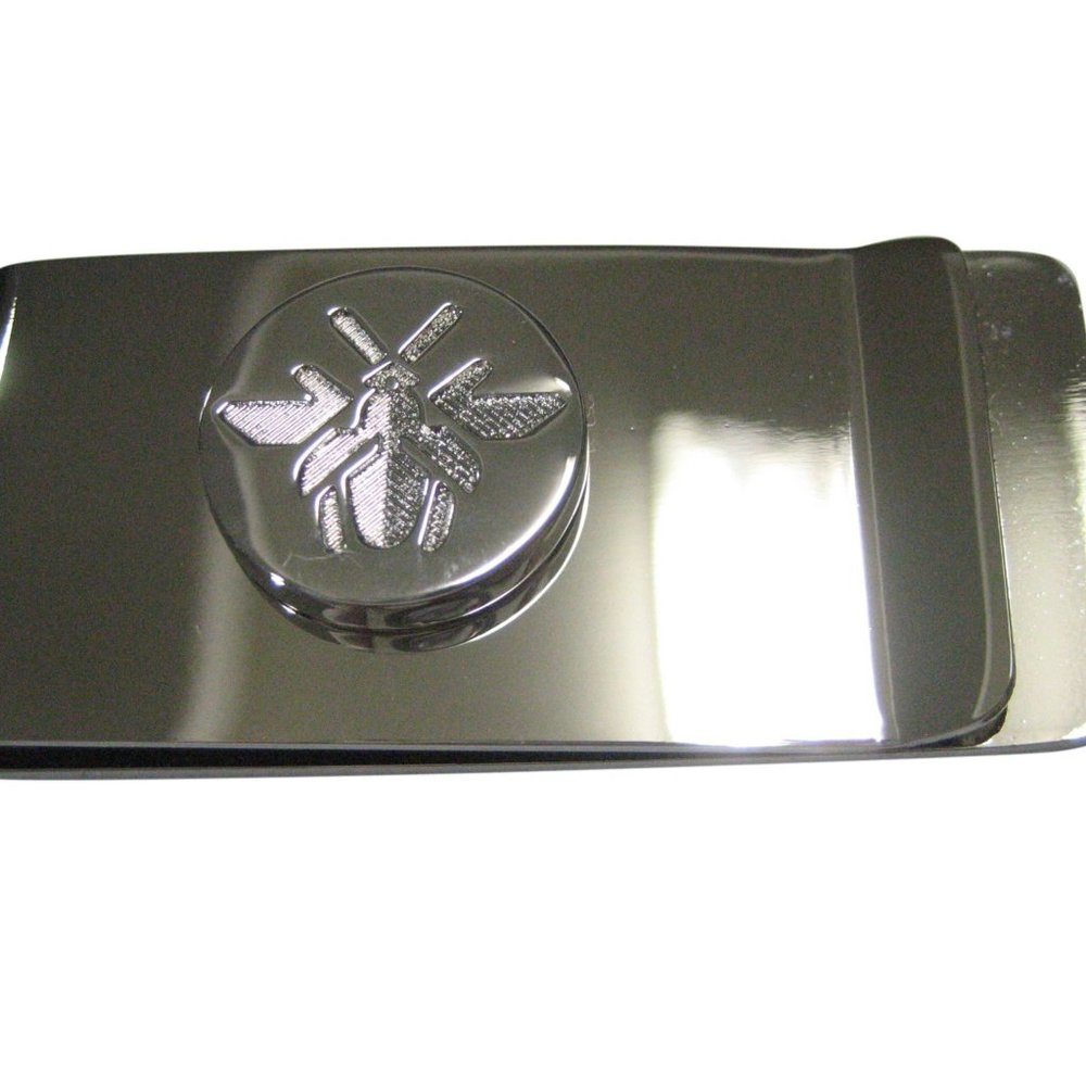 Silver Toned Indented Bee Design Money Clip